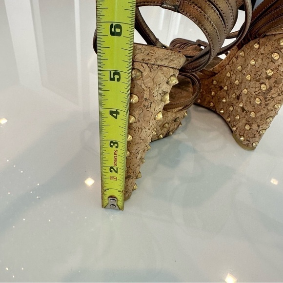 Gucci Studded Cecyl Leather Wedges - Picture 15 of 16